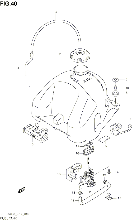 RESERVOIR DESSENCE POUR SUZUKI OZARK 250 2013 POUR SUZUKI OZARKLT F250 L3 