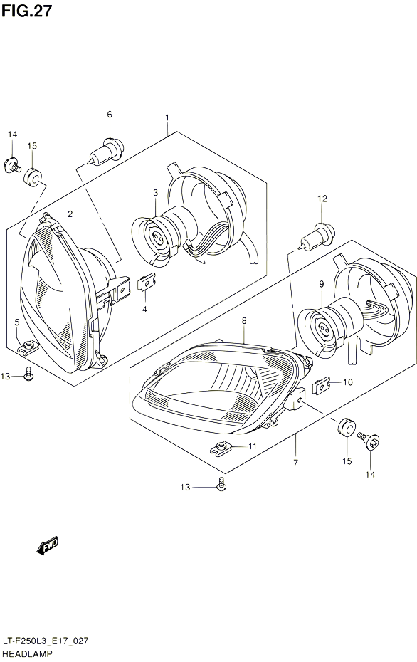 PHARE POUR SUZUKI OZARK 250 2013 POUR SUZUKI OZARKLT F250 L3 