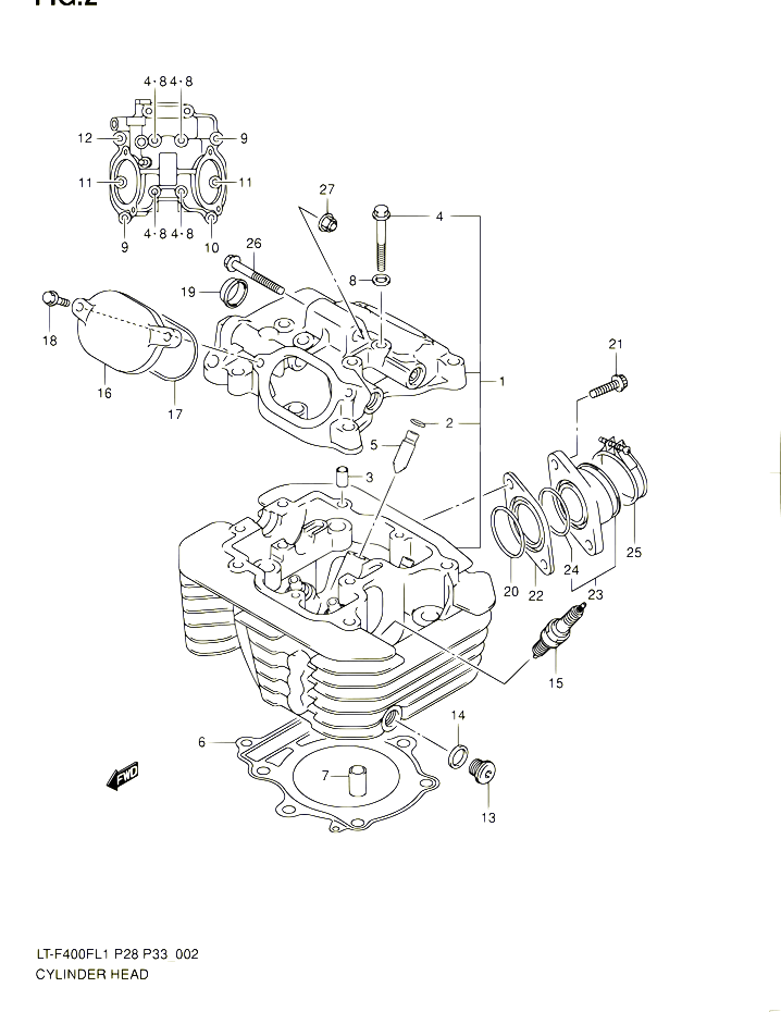 CULASSE POUR SUZUKI KINGQUAD 400 2011 POUR SUZUKI KINGQUADLT F400F L1 LT F400FZ L1 