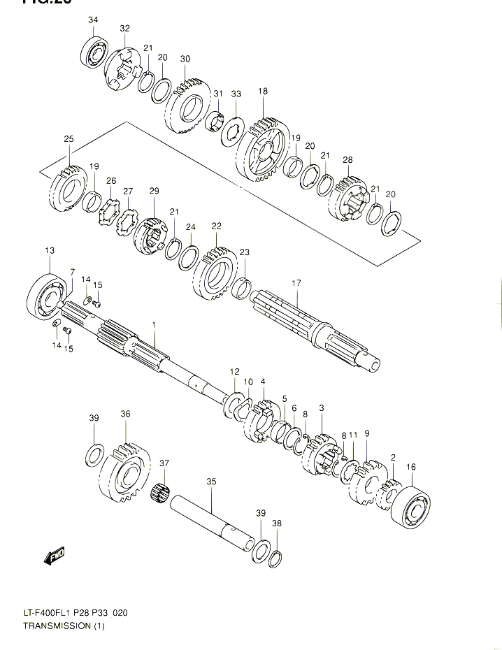 TRANSMISSION 1 POUR SUZUKI KINGQUAD 400 2011 POUR SUZUKI KINGQUADLT F400F L1 LT F400FZ L1 