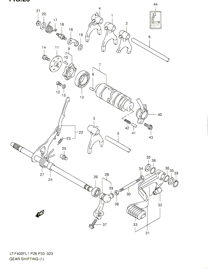 ENSEMBLE SELECTEUR DE VITESSES 1 POUR SUZUKI KINGQUAD 400 2011 POUR SUZUKI KINGQUADLT F400F L1 LT F400FZ L1 