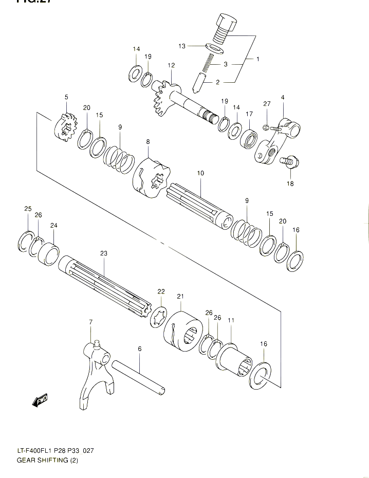 ENSEMBLE DE SELECTION DE VITESSES 2 POUR SUZUKI KINGQUAD 400 2011 POUR SUZUKI KINGQUADLT F400F L1 LT F400FZ L1 