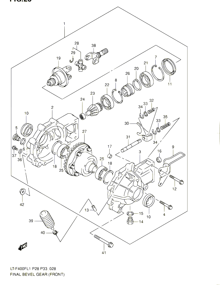 CARDAN COUPLE CONIQUE AVANT POUR SUZUKI KINGQUAD 400 2011 POUR SUZUKI KINGQUADLT F400F L1 LT F400FZ L1 