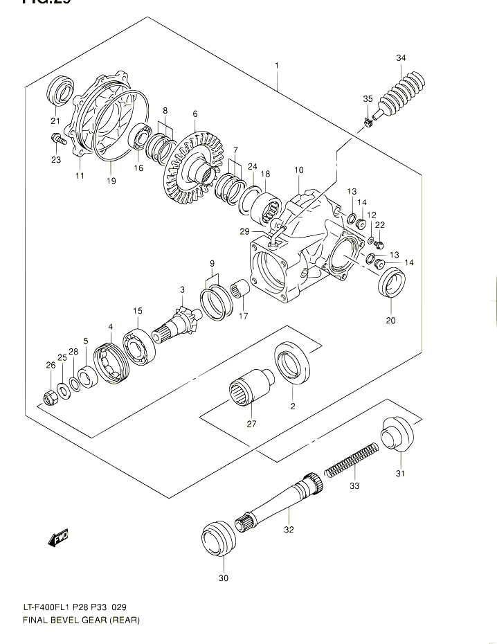 CARDAN COUPLE CONIQUE ARRIERE POUR SUZUKI KINGQUAD 400 2011 POUR SUZUKI KINGQUADLT F400F L1 LT F400FZ L1 