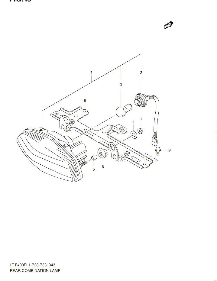 ENSEMBLE FEU ARRIERE LT F400FL1 P33 POUR SUZUKI KINGQUAD 400 2011 POUR SUZUKI KINGQUADLT F400F L1  LT F400FZ L1 