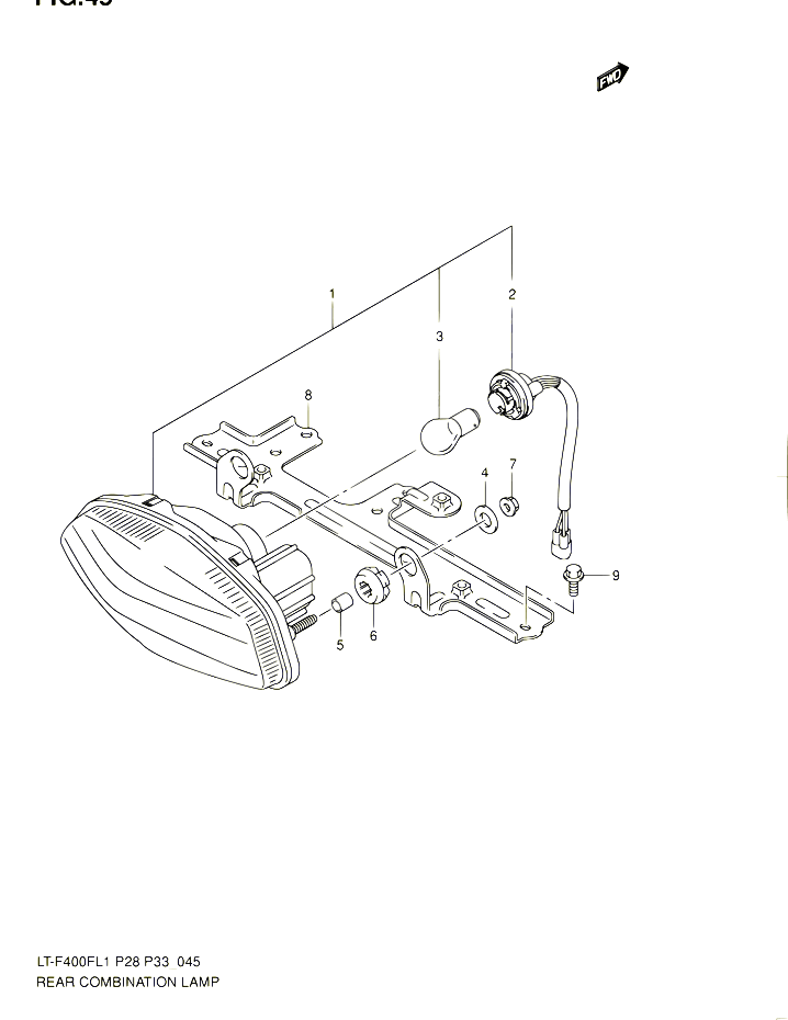 ENSEMBLE FEU ARRIERE LT F400FZL1 P33 POUR SUZUKI KINGQUAD 400 2011 POUR SUZUKI KINGQUADLT F400F L1  LT F400FZ L1 