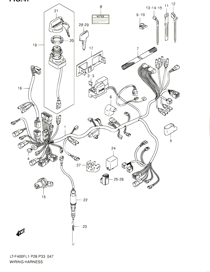 FAISCEAU ELECTRIQUE LT F400FL1 P33 POUR SUZUKI KINGQUAD 400 2011 POUR SUZUKI KINGQUADLT F400F L1 LT F400FZ L1 