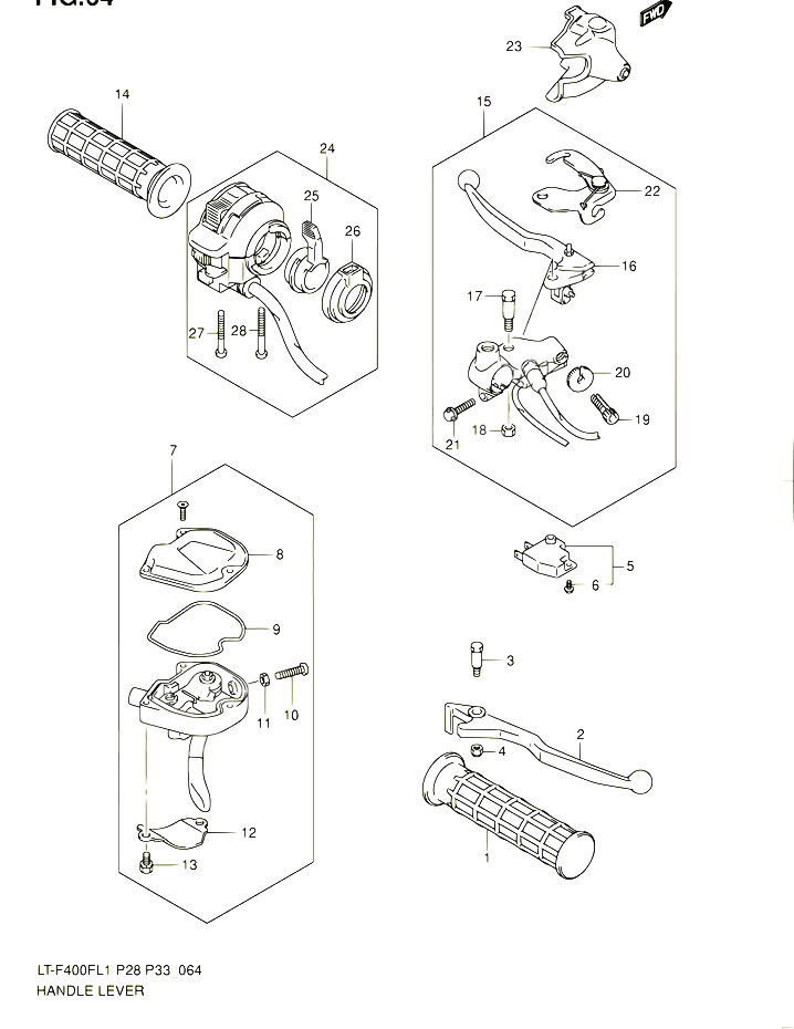 ENSEMBLE LEVIERS POIGNEES POUR SUZUKI KINGQUAD 400 2011 POUR SUZUKI KINGQUADLT F400F L1  LT F400FZ L1 