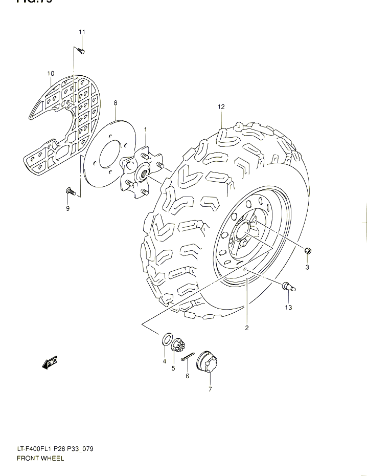 ROUE AVANT POUR SUZUKI KINGQUAD 400 2011 POUR SUZUKI KINGQUADLT F400F L1  LT F400FZ L1 