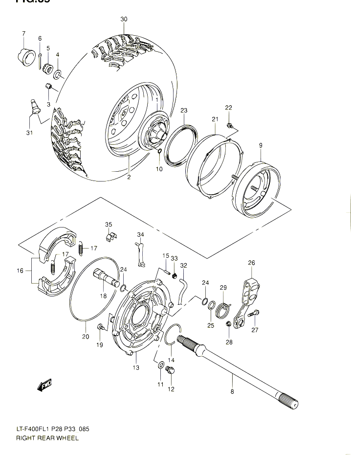 ROUE ARRIERE DROITE POUR SUZUKI KINGQUAD 400 2011 POUR SUZUKI KINGQUADLT F400F L1  LT F400FZ L1 