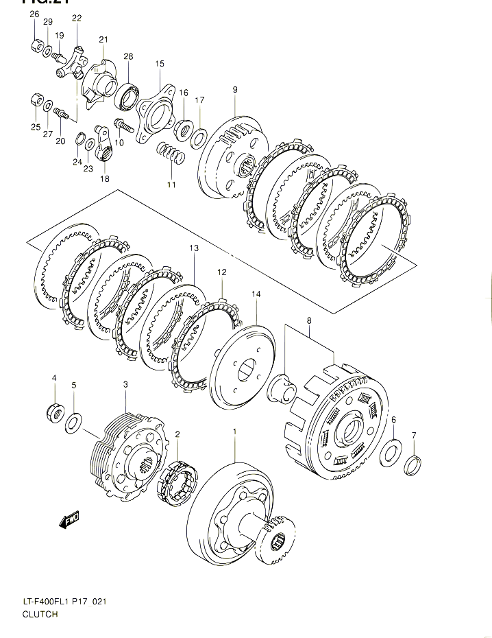 EMBRAYAGE POUR SUZUKI KINGQUAD 400 2011 POUR SUZUKI KINGQUADLT F400F L1 
