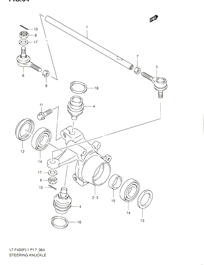 BIELLETTE DE DIRECTION MOYEU LT F400FL1 P17 POUR SUZUKI KINGQUAD 400 2011 POUR SUZUKI KINGQUADLT F400F L1 