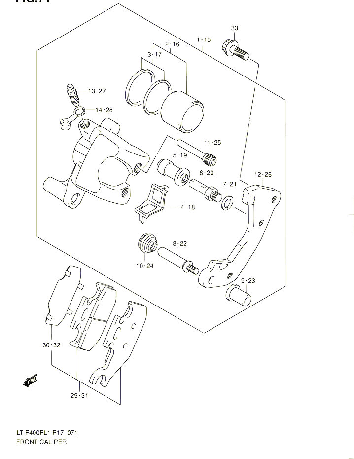 ETRIER DE FREIN AVANT POUR SUZUKI KINGQUAD 400 2011 POUR SUZUKI KINGQUADLT F400F L1 