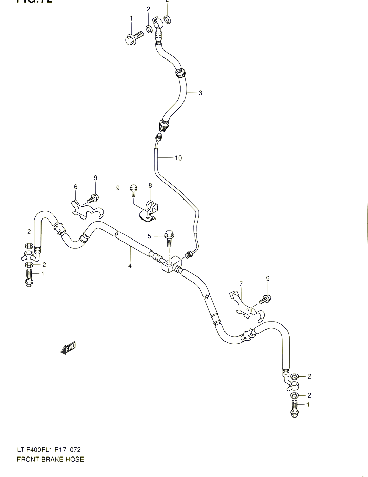 DURITE DE FREIN AVANT POUR SUZUKI KINGQUAD 400 2011 POUR SUZUKI KINGQUADLT F400F L1 