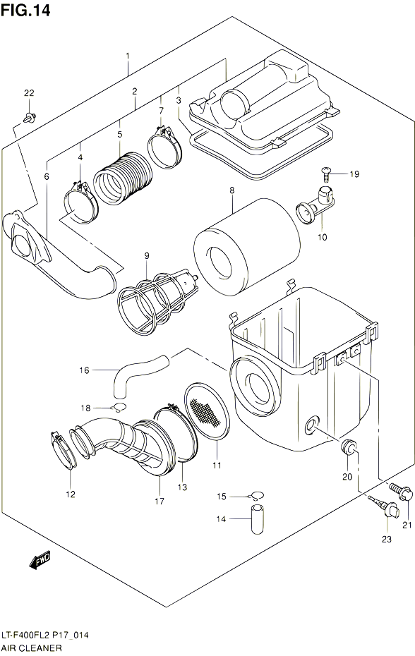 FILTRE A AIR LT F400FZL2 P17 POUR SUZUKI KINGQUAD 400 2012 POUR SUZUKI KINGQUADLT F400F L2 LT F400FZ L2 