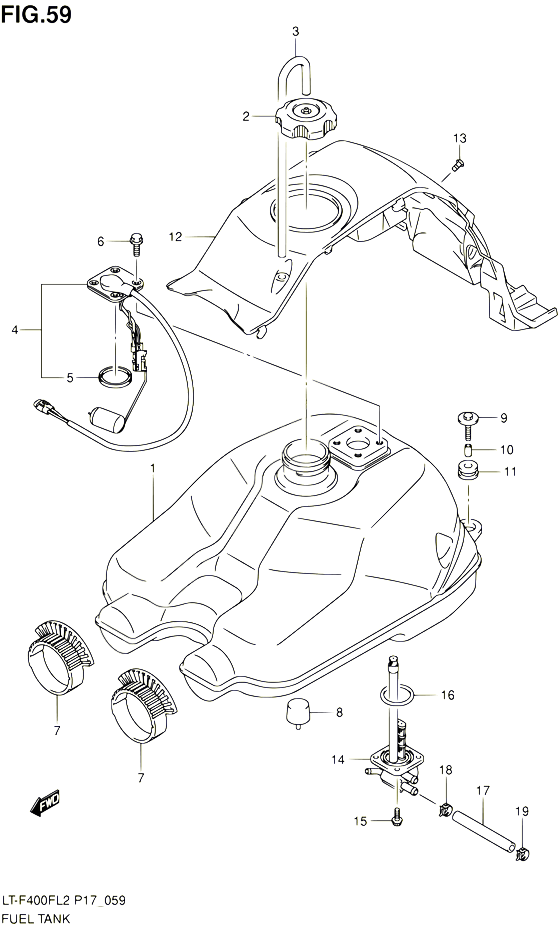 RESERVOIR DESSENCE POUR SUZUKI KINGQUAD 400 2012 POUR SUZUKI KINGQUADLT F400F L2  LT F400FZ L2 