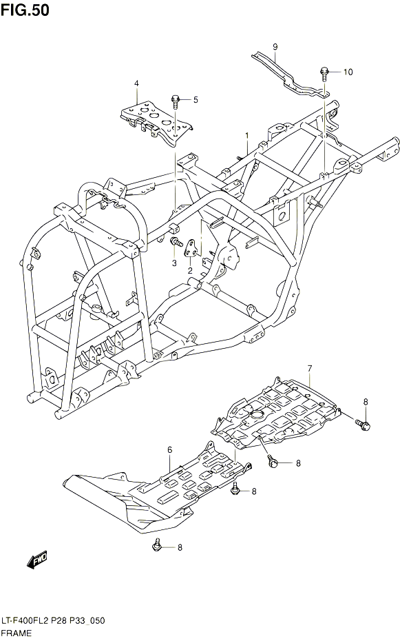 CADRE POUR SUZUKI KINGQUAD 400 2012 POUR SUZUKI KINGQUADLT F400F L2 LT F400FZ L2 
