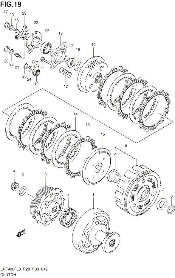 EMBRAYAGE POUR SUZUKI KINGQUAD 400 2013 POUR SUZUKI KINGQUADLT F400F L3  LT F400FZ L3 