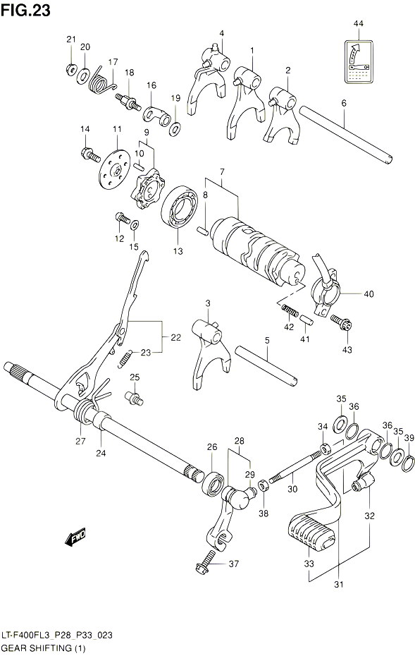 ENSEMBLE SELECTEUR DE VITESSES 1 POUR SUZUKI KINGQUAD 400 2013 POUR SUZUKI KINGQUADLT F400F L3 LT F400FZ L3 