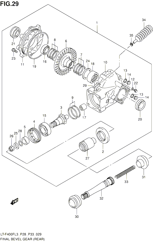 CARDAN COUPLE CONIQUE ARRIERE POUR SUZUKI KINGQUAD 400 2013 POUR SUZUKI KINGQUADLT F400F L3 LT F400FZ L3 