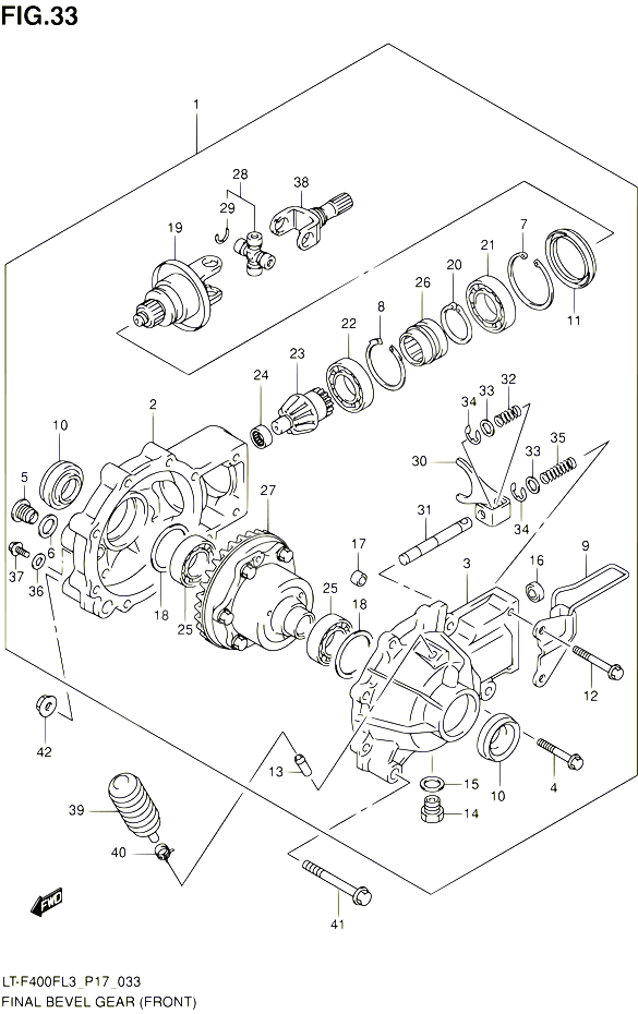 CARDAN COUPLE CONIQUE FRONT POUR SUZUKI KINGQUAD 400 2013 POUR SUZUKI KINGQUADLT F400F L3 LT F400FZ L3 