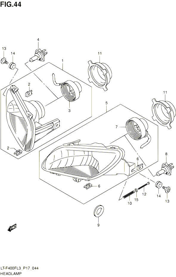 PHARE POUR SUZUKI KINGQUAD 400 2013 POUR SUZUKI KINGQUADLT F400F L3 LT F400FZ L3 