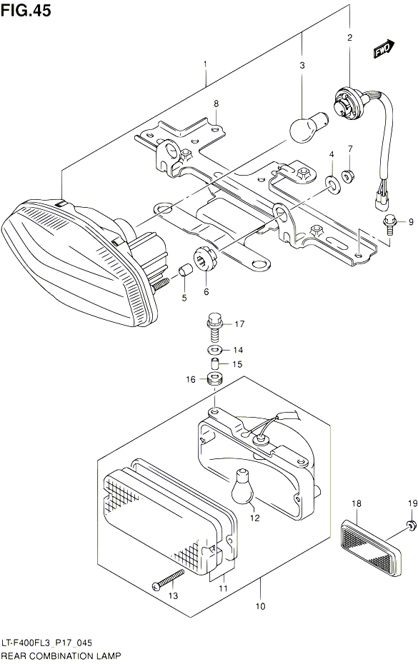 ENSEMBLE FEU ARRIERE LT F400FL3 P17 POUR SUZUKI KINGQUAD 400 2013 POUR SUZUKI KINGQUADLT F400F L3 LT F400FZ L3 