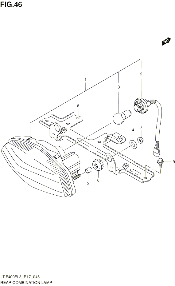 ENSEMBLE FEU ARRIERE LT F400FL3 P24 POUR SUZUKI KINGQUAD 400 2013 POUR SUZUKI KINGQUADLT F400F L3 LT F400FZ L3 
