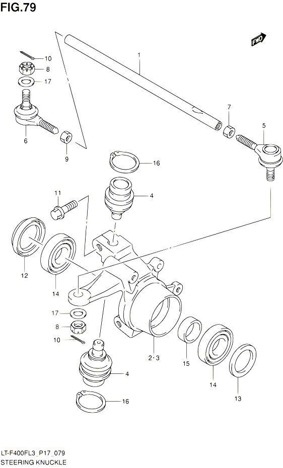 BIELLETTE DE DIRECTION MOYEU LT F400FL3 P17 POUR SUZUKI KINGQUAD 400 2013 POUR SUZUKI KINGQUADLT F400F L3 LT F400FZ L3 