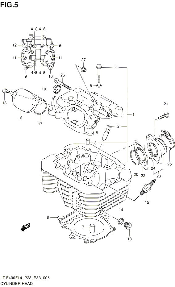 CULASSE LT F400FZL4 P33 POUR SUZUKI KINGQUAD 400 2014 POUR KINGQUAD 400 2WD AUTOMATIQUE LT F400F L4 LT F400FZ L4 