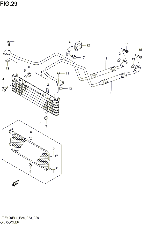 RADIATEUR DHUILE LT F400FZL4 P33 POUR SUZUKI KINGQUAD 400 2014 POUR KINGQUAD 400 2WD AUTOMATIQUE LT F400F L4 LT F400FZ L4 