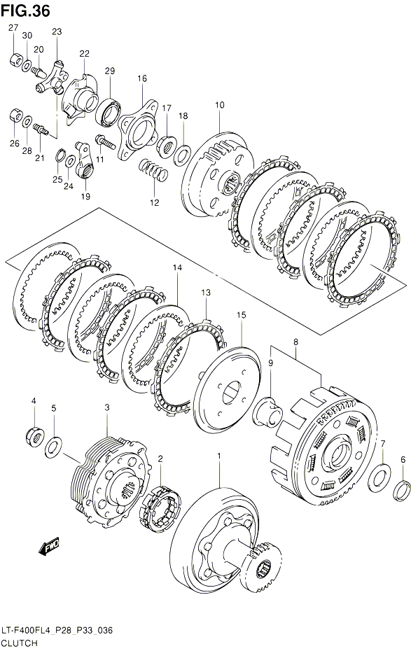 EMBRAYAGE POUR SUZUKI KINGQUAD 400 2014 POUR KINGQUAD 400 2WD AUTOMATIQUE LT F400F L4  LT F400FZ L4 