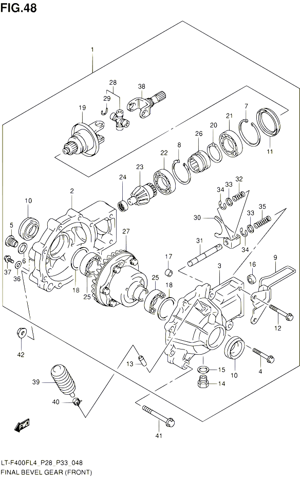 CARDAN COUPLE CONIQUE FRONT POUR SUZUKI KINGQUAD 400 2014 POUR KINGQUAD 400 2WD AUTOMATIQUE LT F400F L4  LT F400FZ L4 