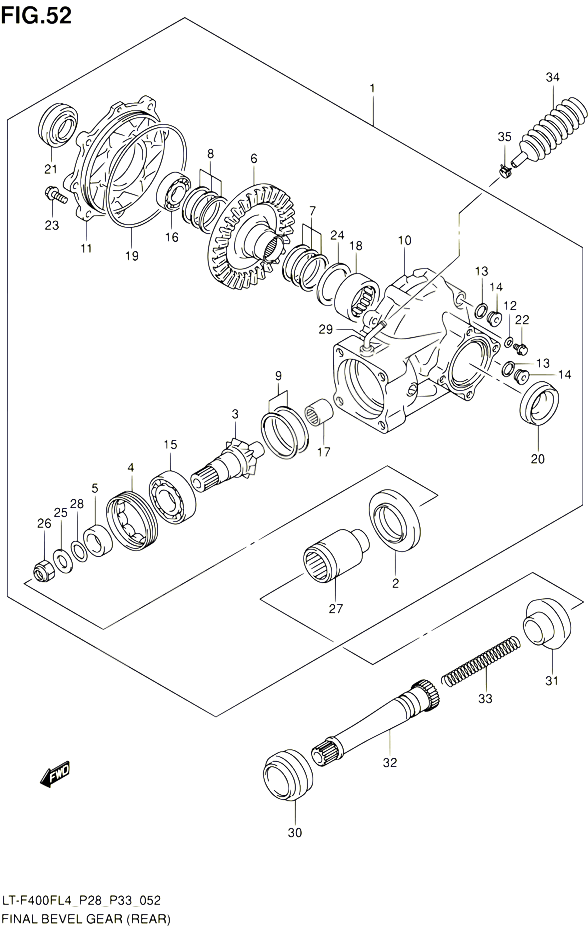 CARDAN COUPLE CONIQUE ARRIERE POUR SUZUKI KINGQUAD 400 2014 POUR KINGQUAD 400 2WD AUTOMATIQUE LT F400F L4  LT F400FZ L4 