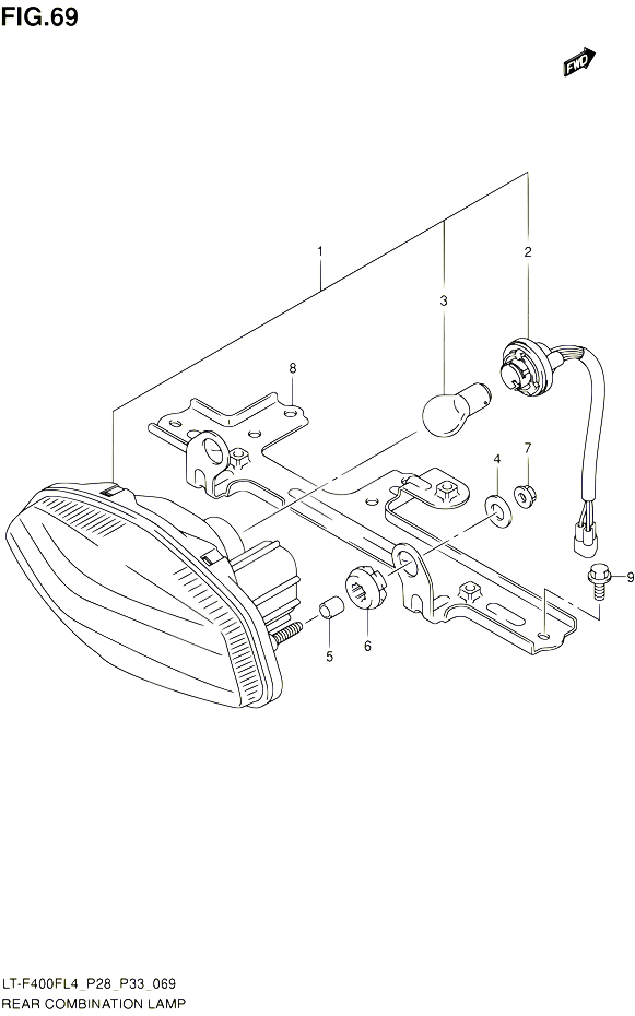ENSEMBLE FEU ARRIERE LT F400FL4 P33 POUR SUZUKI KINGQUAD 400 2014 POUR KINGQUAD 400 2WD AUTOMATIQUE LT F400F L4 LT F400FZ L4 
