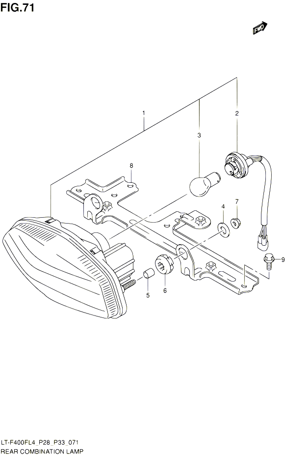ENSEMBLE FEU ARRIERE LT F400FZL4 P33 POUR SUZUKI KINGQUAD 400 2014 POUR KINGQUAD 400 2WD AUTOMATIQUE LT F400F L4 LT F400FZ L4 