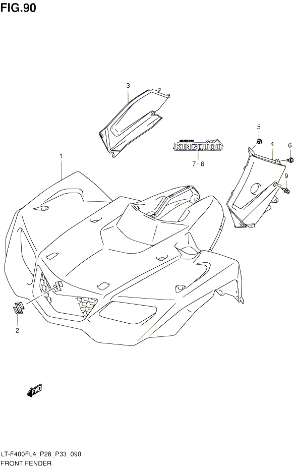 GARDE BOUE AVANT LT F400FZL4 P33 POUR SUZUKI KINGQUAD 400 2014 POUR KINGQUAD 400 2WD AUTOMATIQUE LT F400F L4 LT F400FZ L4 