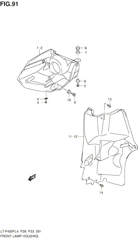 ENTOURAGE DE PHARE AVANT POUR SUZUKI KINGQUAD 400 2014 POUR KINGQUAD 400 2WD AUTOMATIQUE LT F400F L4 LT F400FZ L4 