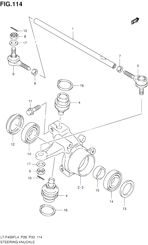 BIELLETTE DE DIRECTION MOYEU LT F400FL4 P28 POUR SUZUKI KINGQUAD 400 2014 POUR KINGQUAD 400 2WD AUTOMATIQUE LT F400F L4  LT F400FZ L4 