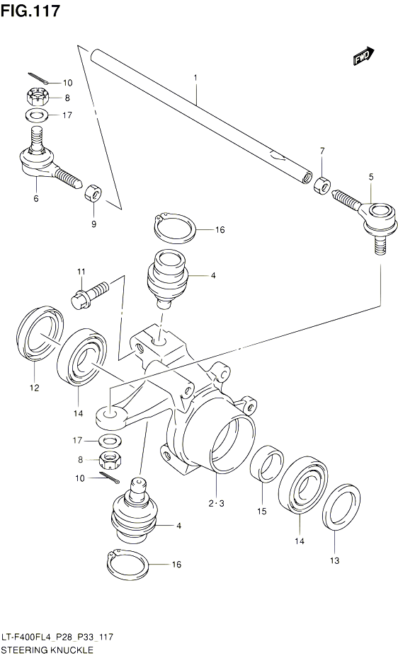 BIELLETTE DE DIRECTION MOYEU LT F400FZL4 P33 POUR SUZUKI KINGQUAD 400 2014 POUR KINGQUAD 400 2WD AUTOMATIQUE LT F400F L4  LT F400FZ L4 