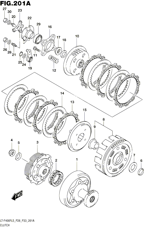 EMBRAYAGE POUR SUZUKI KINGQUAD 400 2015 POUR SUZUKI KINGQUADLT F400F L5 LT F400FZ L5 