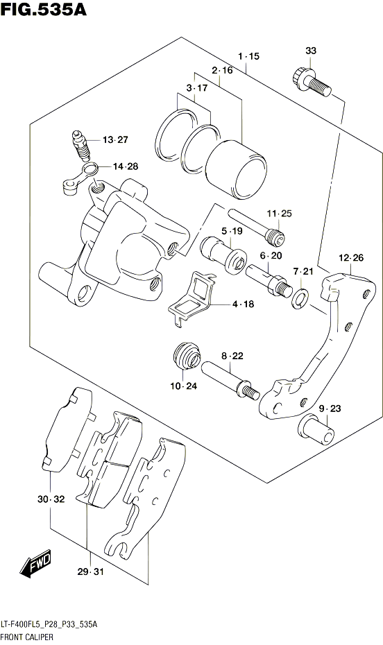 ETRIER DE FREIN AVANT POUR SUZUKI KINGQUAD 400 2015 POUR SUZUKI KINGQUADLT F400F L5 LT F400FZ L5 