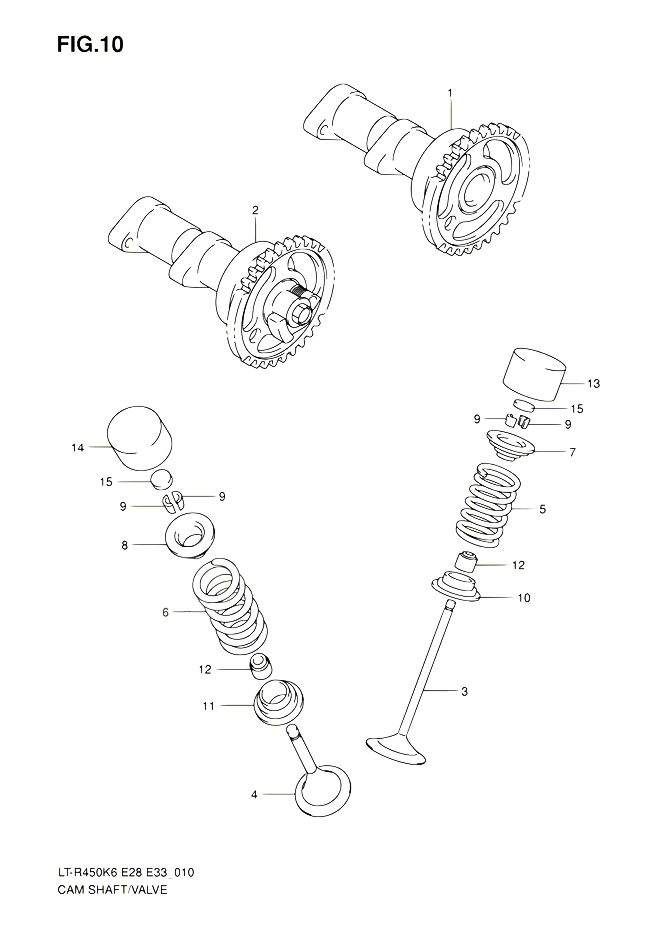 ARBRE A CAMES VALVE POUR SUZUKI QUADRACER 450 2010 POUR SUZUKI QUADRACERLT R450 L0 LT R450Z L0 