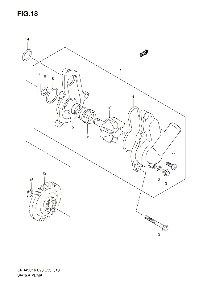 POMPE A EAU POUR SUZUKI QUADRACER 450 2010 POUR SUZUKI QUADRACERLT R450 L0 LT R450Z L0 