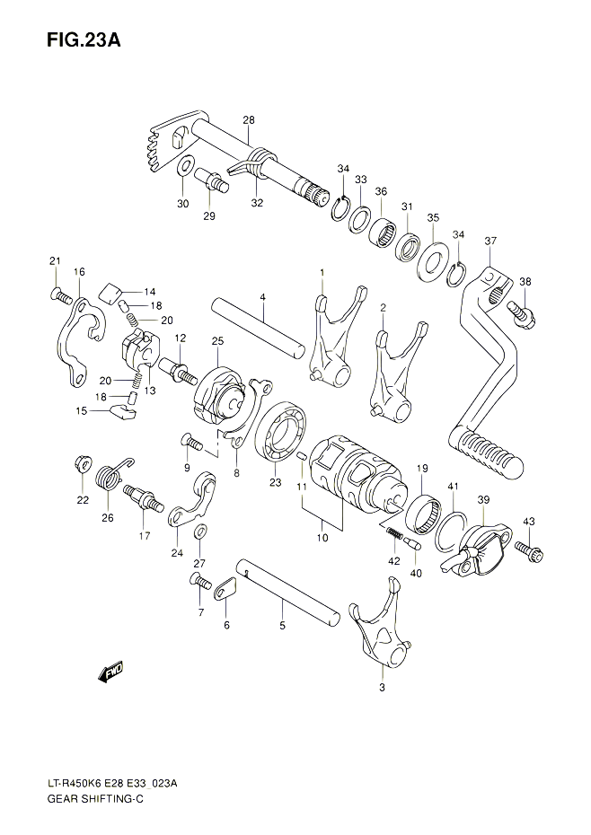 ENSEMBLE SELECTEUR DE VITESSES MODEL K8 K9 L0 POUR SUZUKI QUADRACER 450 2010 POUR SUZUKI QUADRACERLT R450 L0 LT R450Z L0 