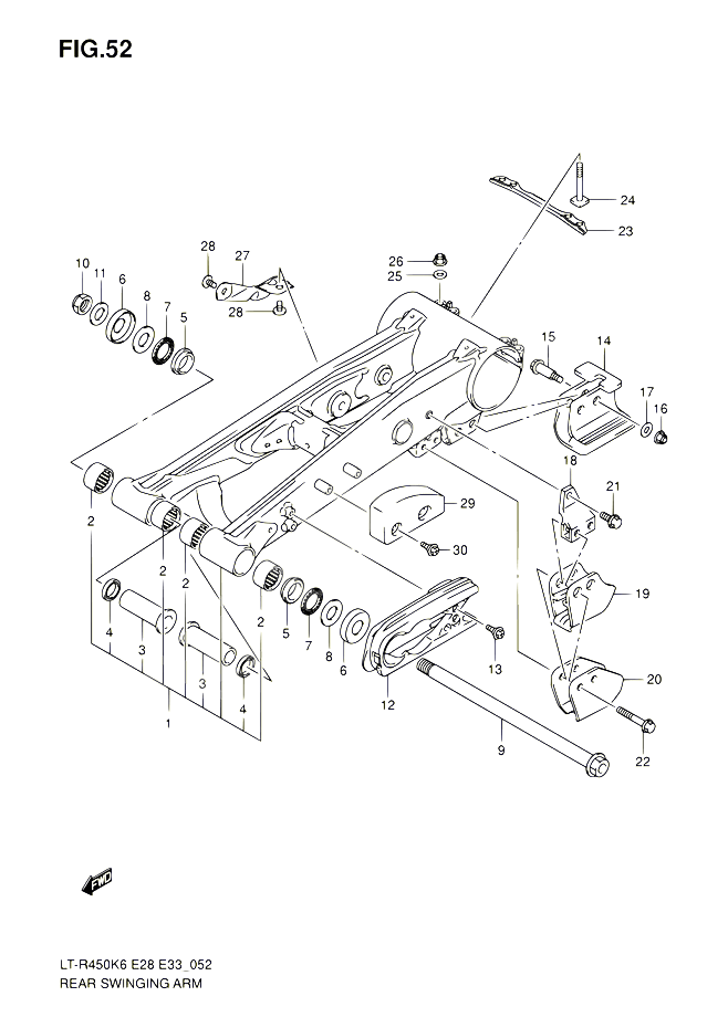 BRAS OSCILLANT ARRIERE POUR SUZUKI QUADRACER 450 2010 POUR SUZUKI QUADRACERLT R450 L0  LT R450Z L0 