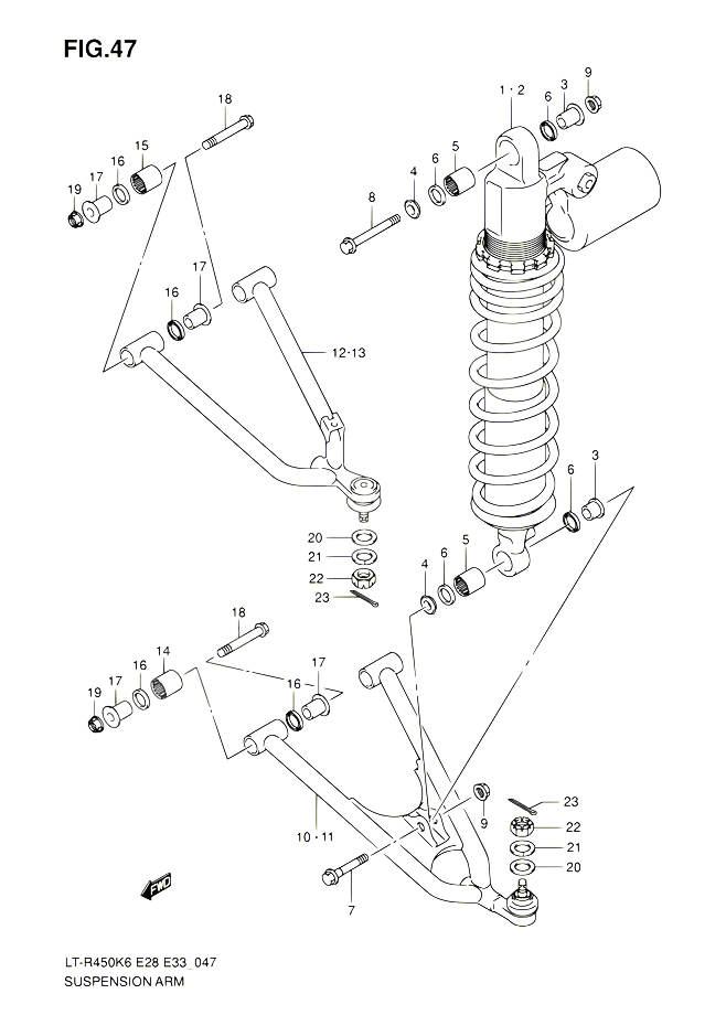 AMORTISSEUR TRIANGLES POUR SUZUKI QUADRACER 450 2010 POUR SUZUKI QUADRACERLT R450 L0  LT R450Z L0 