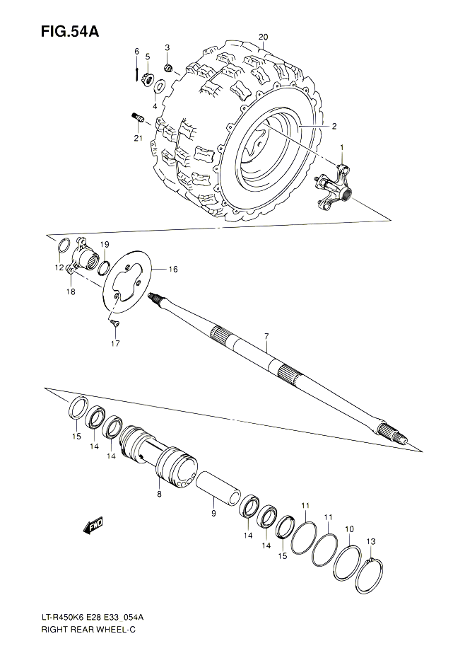 ROUE ARRIERE DROITE MODEL K8  K9  L0 POUR SUZUKI QUADRACER 450 2010 POUR SUZUKI QUADRACERLT R450 L0  LT R450Z L0 