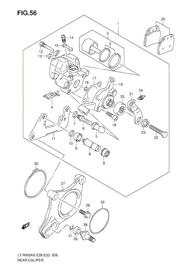 ETRIER DE FREIN ARRIERE POUR SUZUKI QUADRACER 450 2010 POUR SUZUKI QUADRACERLT R450 L0 LT R450Z L0 