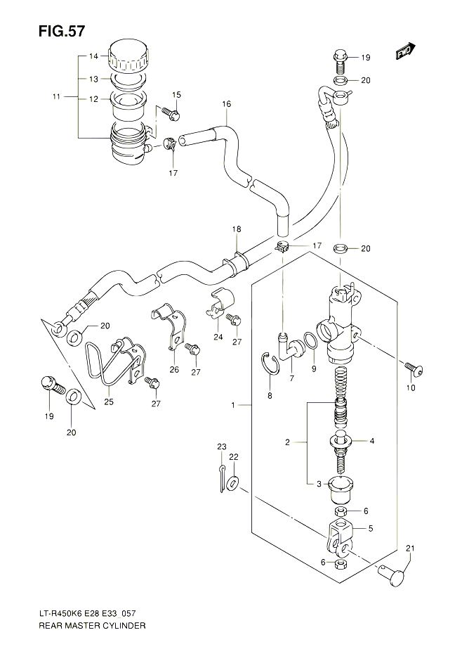 MAITRE CYLINDRE ARRIERE POUR SUZUKI QUADRACER 450 2010 POUR SUZUKI QUADRACERLT R450 L0 LT R450Z L0 